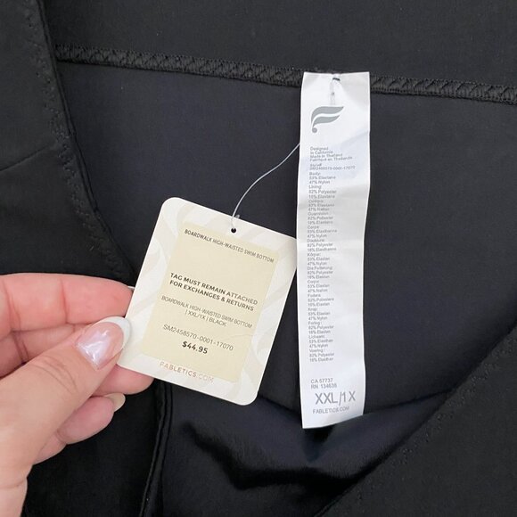 NWT Fabletics Boardwalk High-Waisted Swim Bottom Stretch Black Womens XXL/1X - Picture 4 of 6